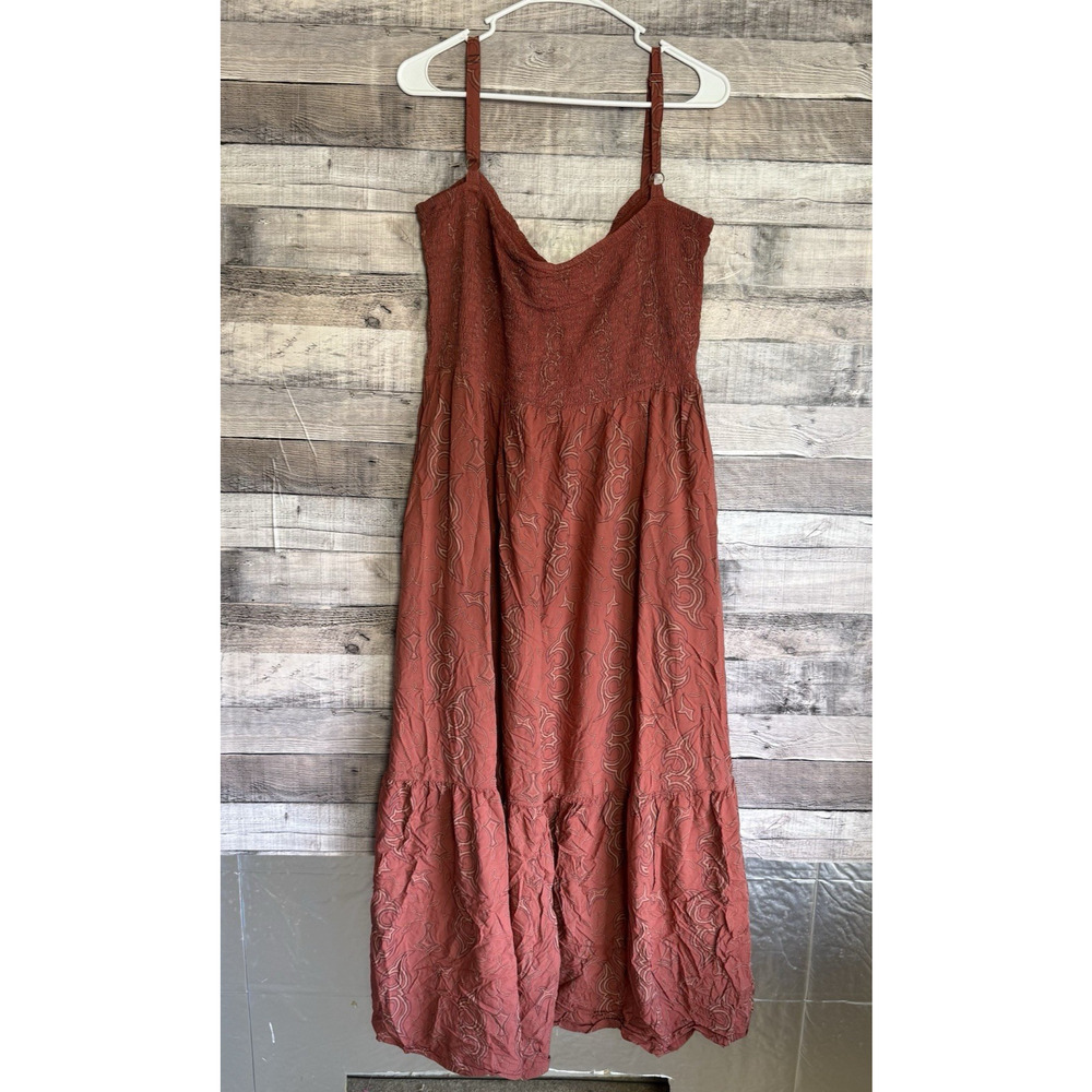 Wrangler Retro Women's Paisley Smocked Maxi Dress Sleeveless Square Neck Size XL - Picture 2 of 11